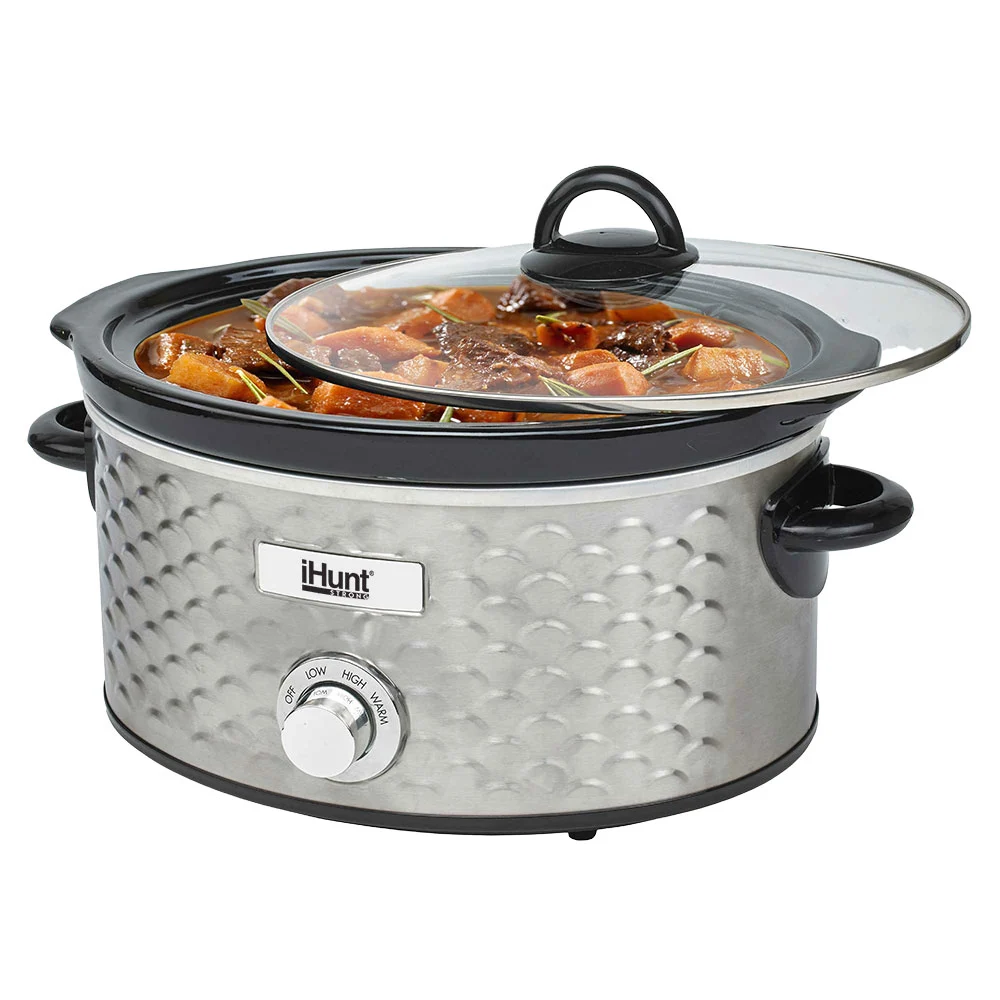 iHunt Bro Slow Cooker PRO Lassúfőző, 4.25L, 220W, Mechanikus Vezérlés, Időzítő, Melegen Tartás, Rozsdamentes Acél [3]