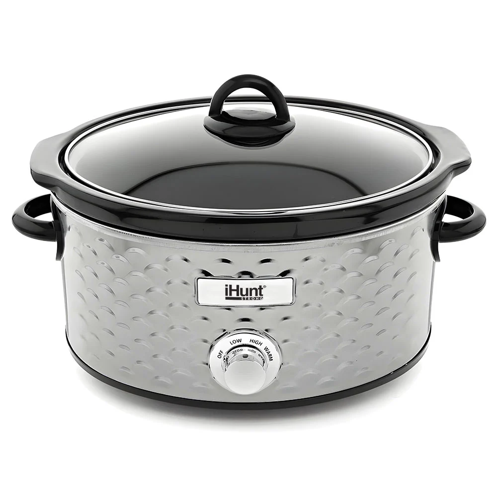 iHunt Bro Slow Cooker PRO Lassúfőző, 4.25L, 220W, Mechanikus Vezérlés, Időzítő, Melegen Tartás, Rozsdamentes Acél [2]