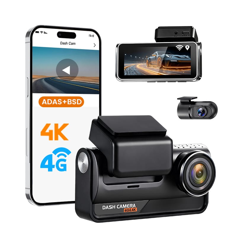iSEN Z66 Autós Menetrögzítő Kamera 4G LTE, Kettős Kamera 4K + 1080P, 2" Kijelző, 128MB RAM, 128MB ROM, GPS, WiFi, ADAS, BSD, Parkolásfigyelés [2]