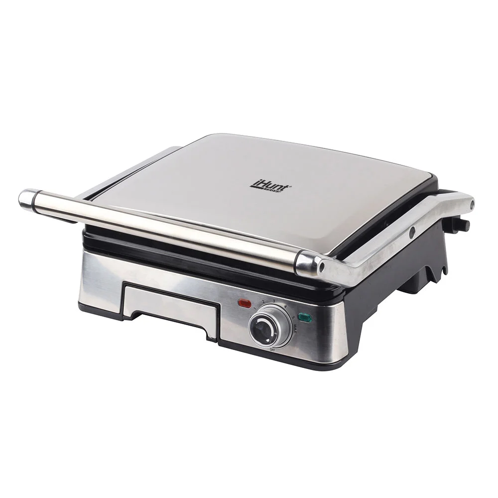 iHunt Bro Dual Grill XXL Elektromos Grill, 1800W, 180° Nyitható Kialakítás, 29 x 23 cm Grilllapok, Rozsdamentes Acél Burkolat [4]