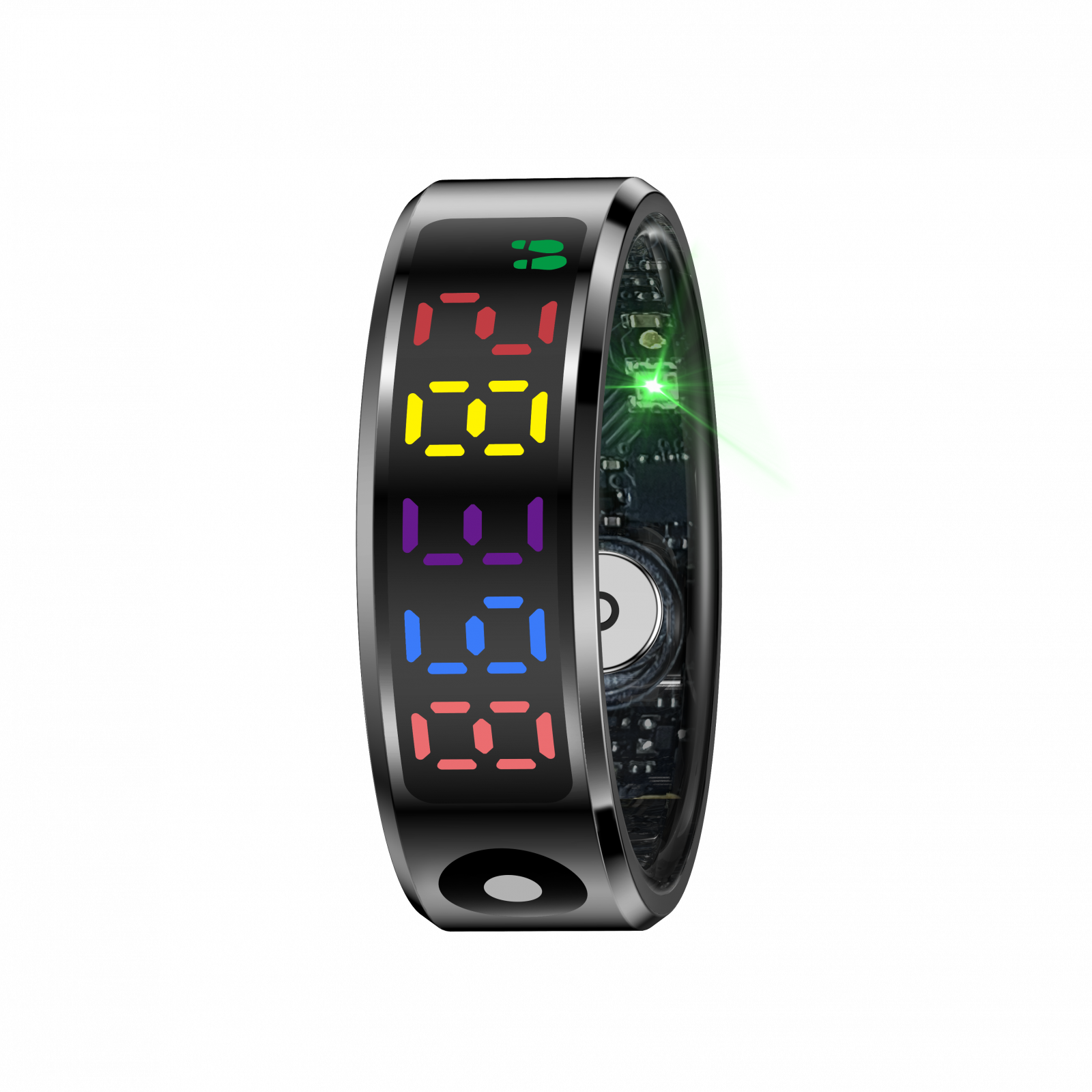 Inel inteligent iSEN R12 Negru, Ritm cardiac, Oxigen in sange, HRV, Stres, Somn, Contor pași distanta si calorii, Temperatura, Moduri sport, Fotografi la distanta, Carcasa de incarcare, 16 mAh [1]