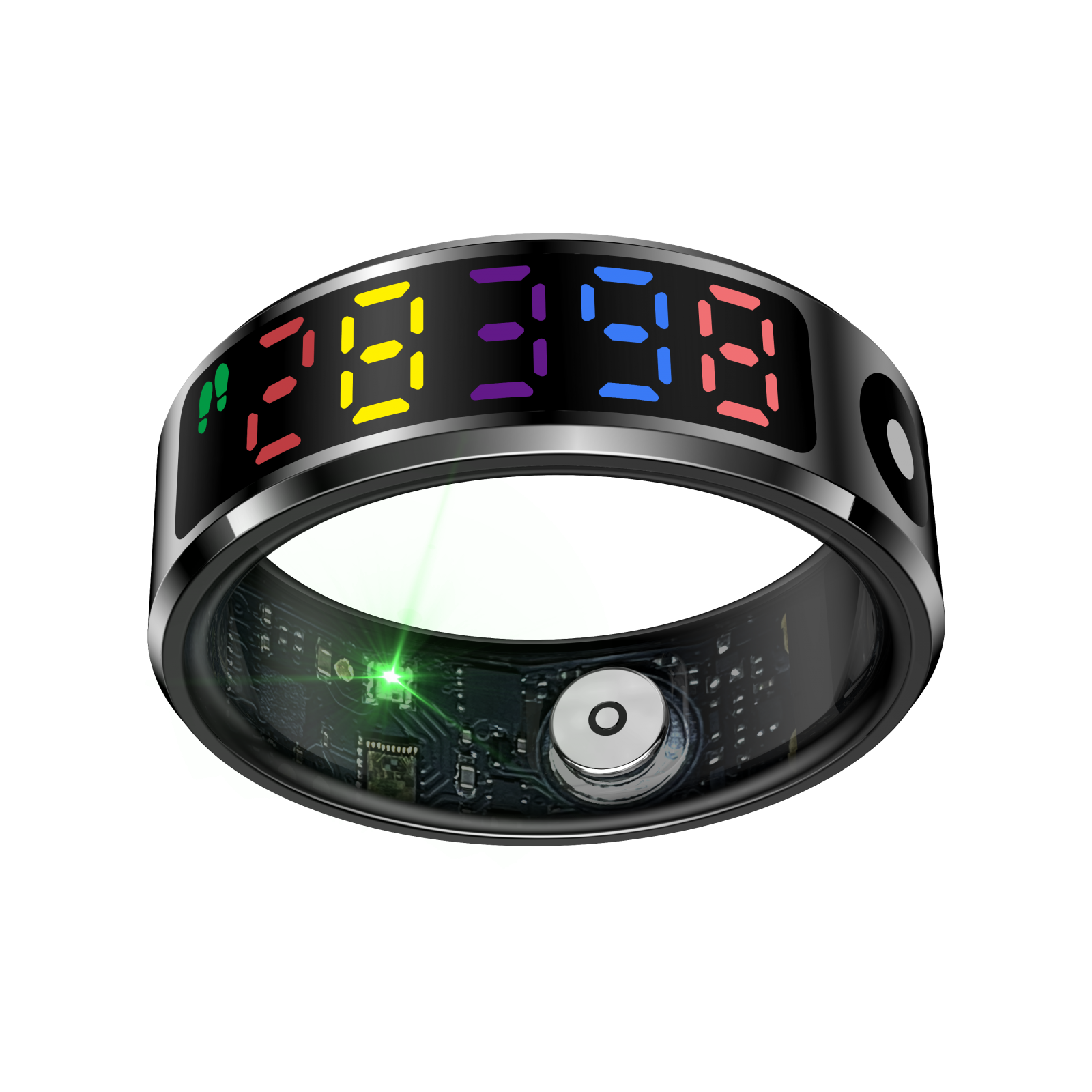 Inel inteligent iSEN R12 Negru, Ritm cardiac, Oxigen in sange, HRV, Stres, Somn, Contor pași distanta si calorii, Temperatura, Moduri sport, Fotografi la distanta, Carcasa de incarcare, 16 mAh [3]