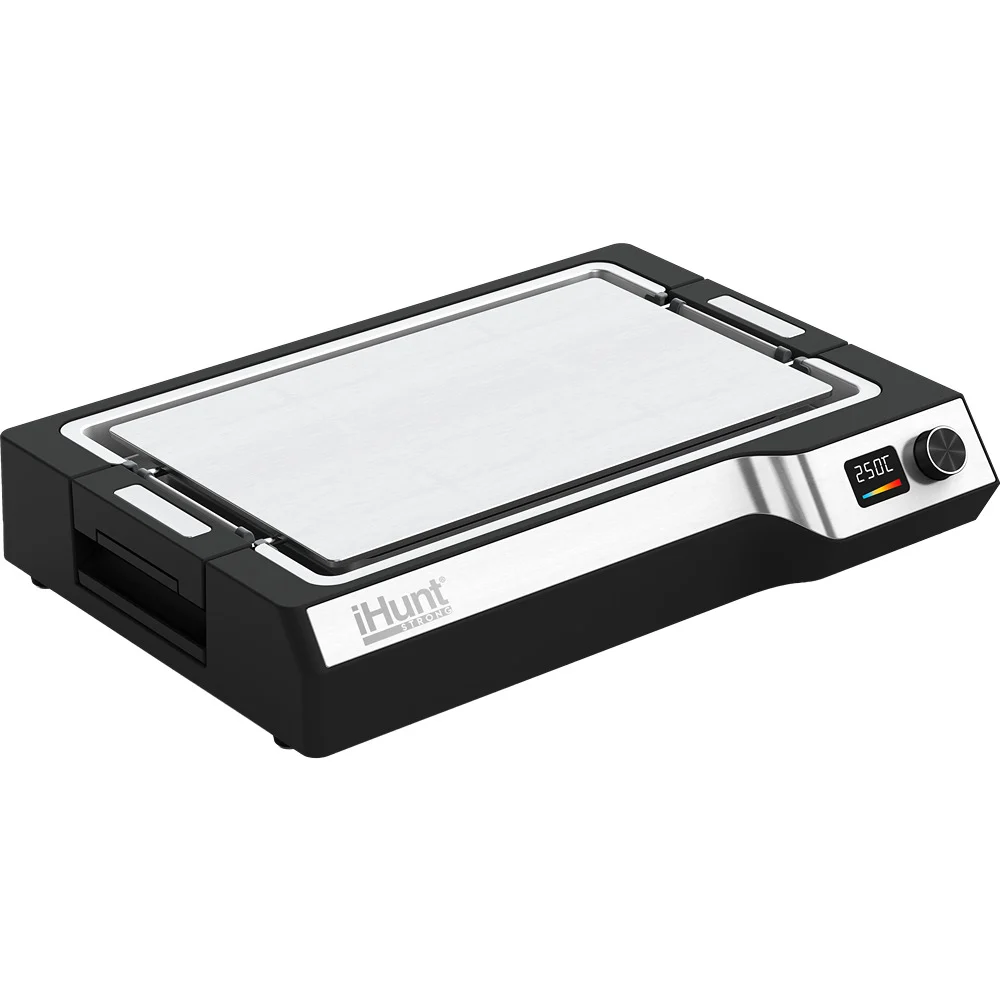iHunt BRO Teppanyaki Grill Elektromos Sütőlap, 1650W, Levehető Tapadásmentes Lap, Állítható Termosztát, Zsírfelfogó Tálca [2]