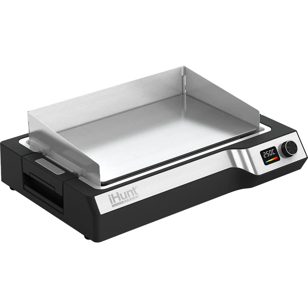 iHunt BRO Teppanyaki Grill Elektromos Sütőlap, 1650W, Levehető Tapadásmentes Lap, Állítható Termosztát, Zsírfelfogó Tálca [3]