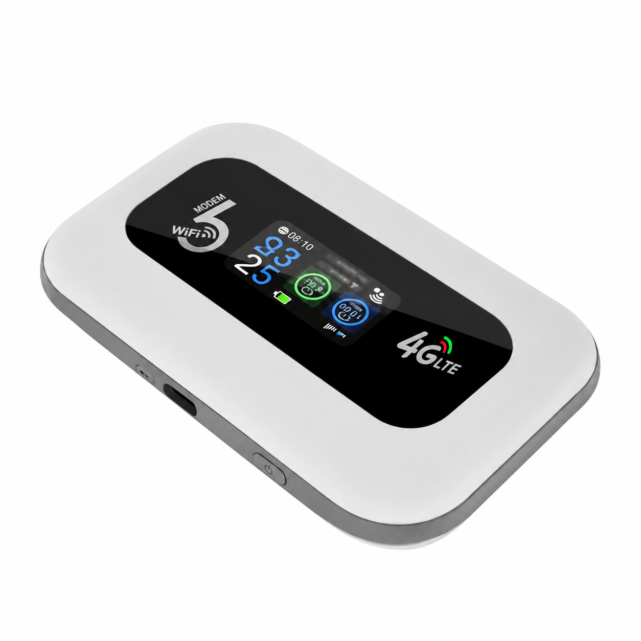Router WiFi Portabil iSEN WiFi 6 MiFi, Alb, 4G LTE Cat 4, WiFi 6, 300Mbps, Nano SIM, eSIM, UNISOC ASR1803SC, 2×2 MIMO, Display LCD, USB-C, 3000mAh [1]