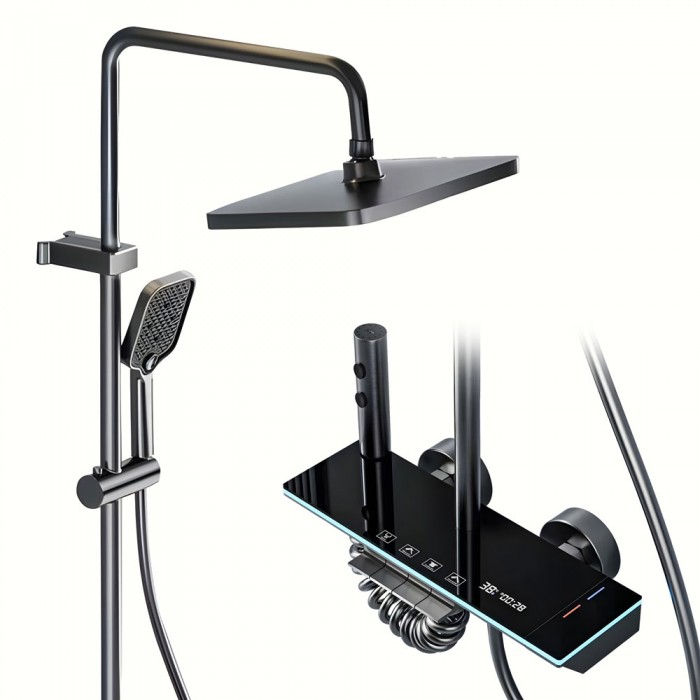 Okos Zuhanyszett, iHunt MZ140BL, LED Kijelző, Digitális Képernyő, 4 Vízáramlási Mód, Állítható [1]