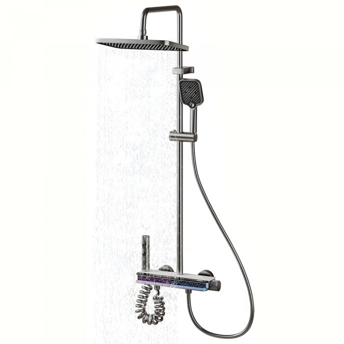 Okos Zuhanyszett, iHunt MZ130GR, LED Kijelző, Digitális Képernyő, 4 Vízáramlási Mód, Állítható [1]