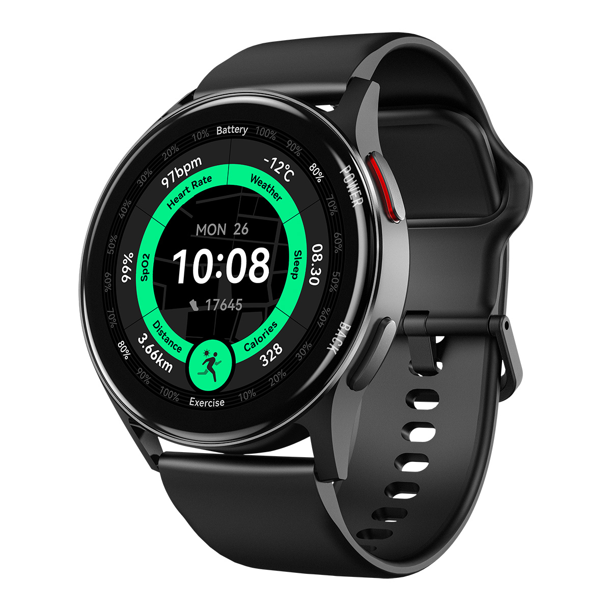 Smartwatch iSEN C35, Negru, 1.32" AMOLED, Apeluri Bluetooth, Puls, SpO2, Somn, 100+ Moduri Sport, Monitorizare Activitate, 1 ATM, DaFit, Baterie 250mAh [1]