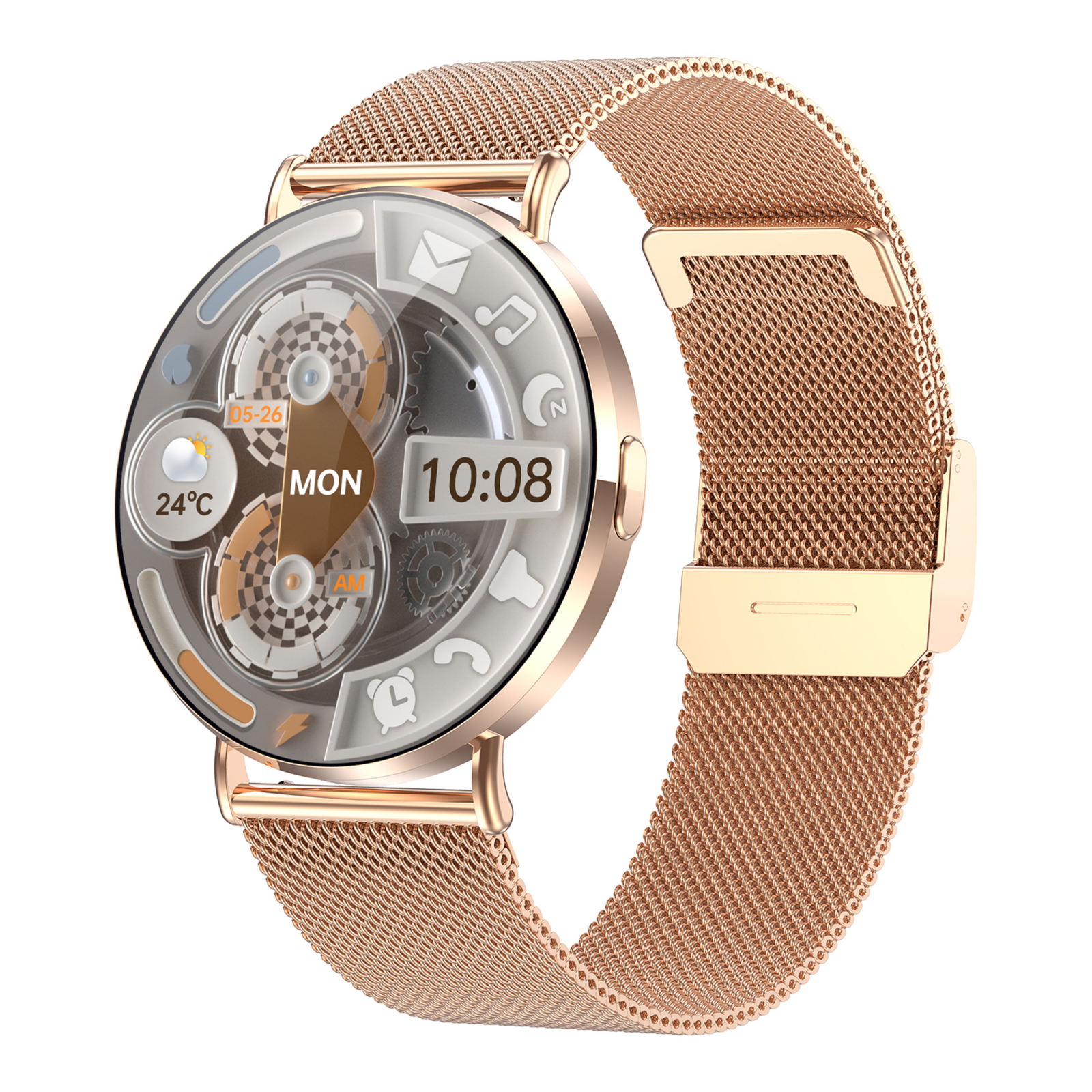 Smartwatch iSEN KM88, Auriu, 1.32" Amoled, HRV, ECG, Functii Sanatate, Bluetooth Call, Asistenta vocala, Compatibil iOS & Android [7]