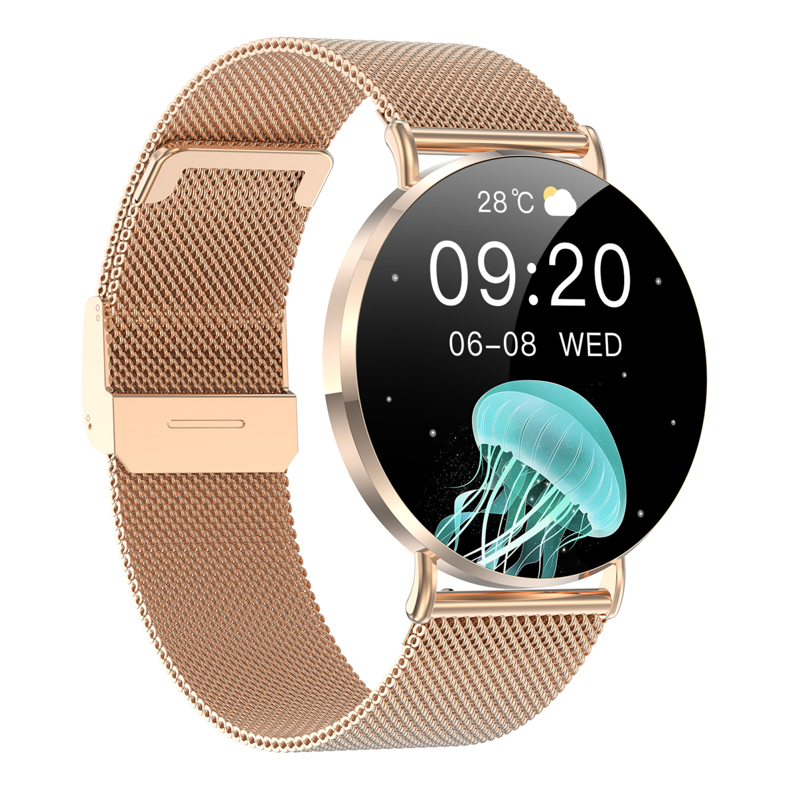 Smartwatch iSEN KM88, Auriu, 1.32" Amoled, HRV, ECG, Functii Sanatate, Bluetooth Call, Asistenta vocala, Compatibil iOS & Android [4]