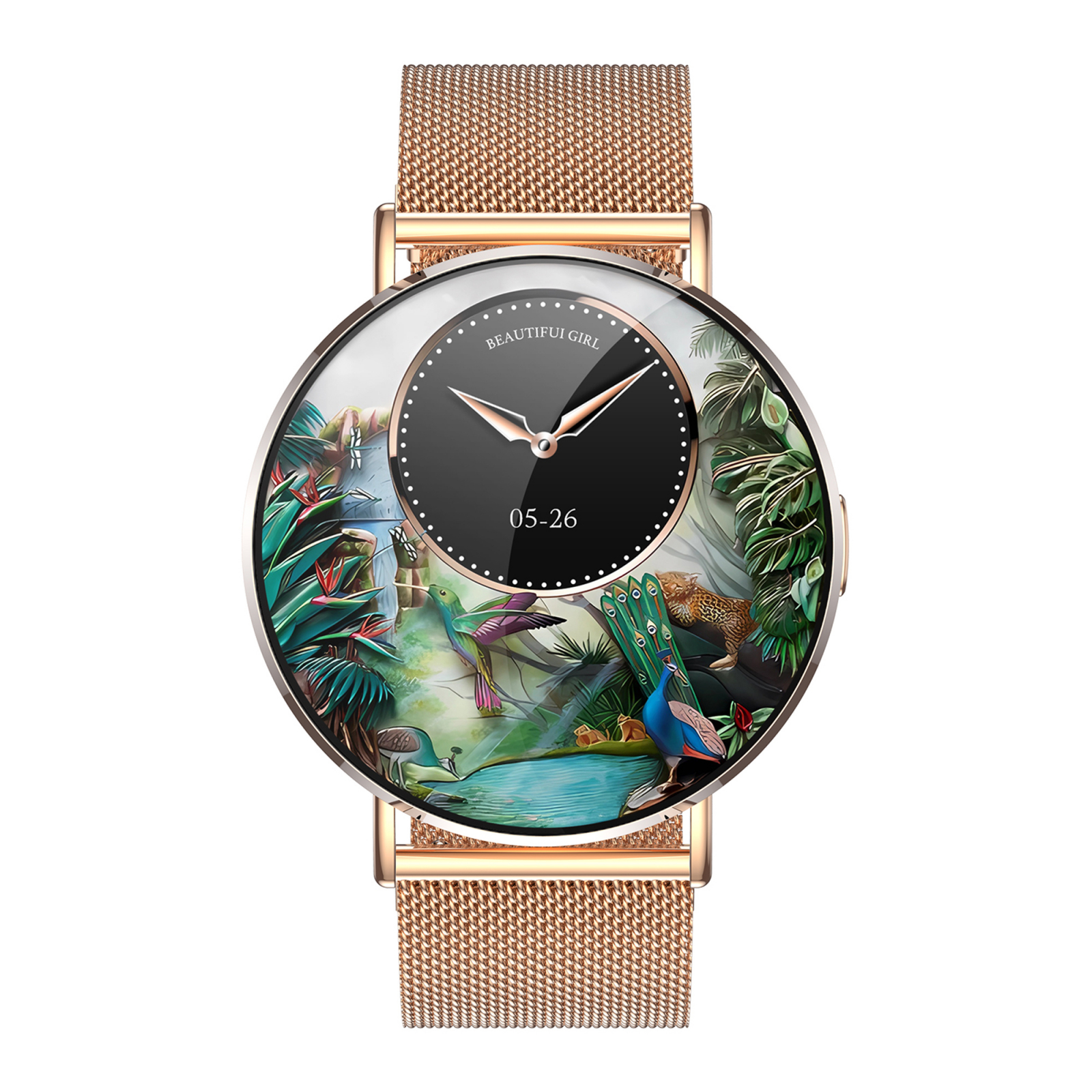 Smartwatch iSEN KM88, Auriu, 1.32" Amoled, HRV, ECG, Functii Sanatate, Bluetooth Call, Asistenta vocala, Compatibil iOS & Android [2]
