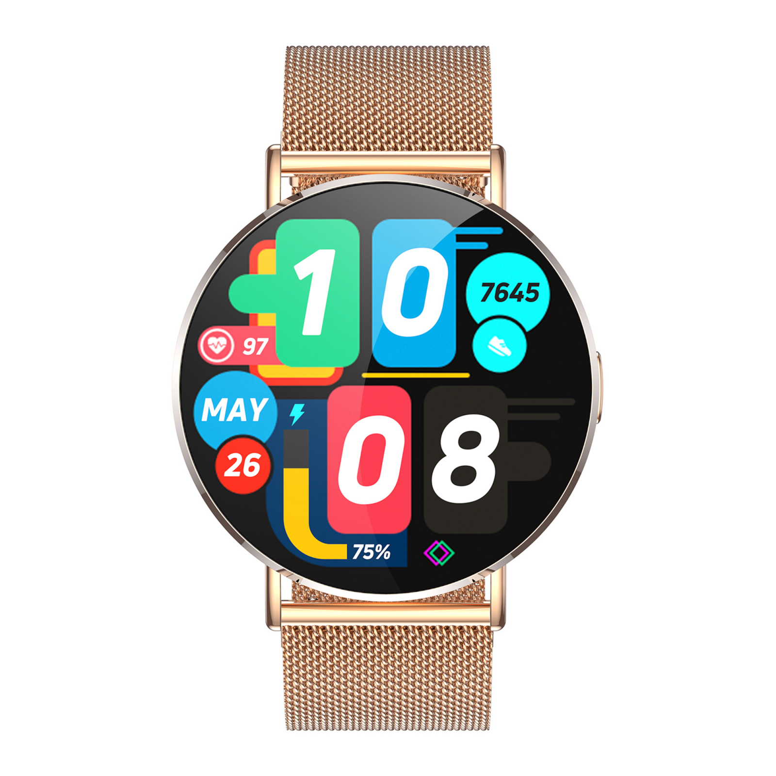 Smartwatch iSEN KM88, Auriu, 1.32" Amoled, HRV, ECG, Functii Sanatate, Bluetooth Call, Asistenta vocala, Compatibil iOS & Android [6]