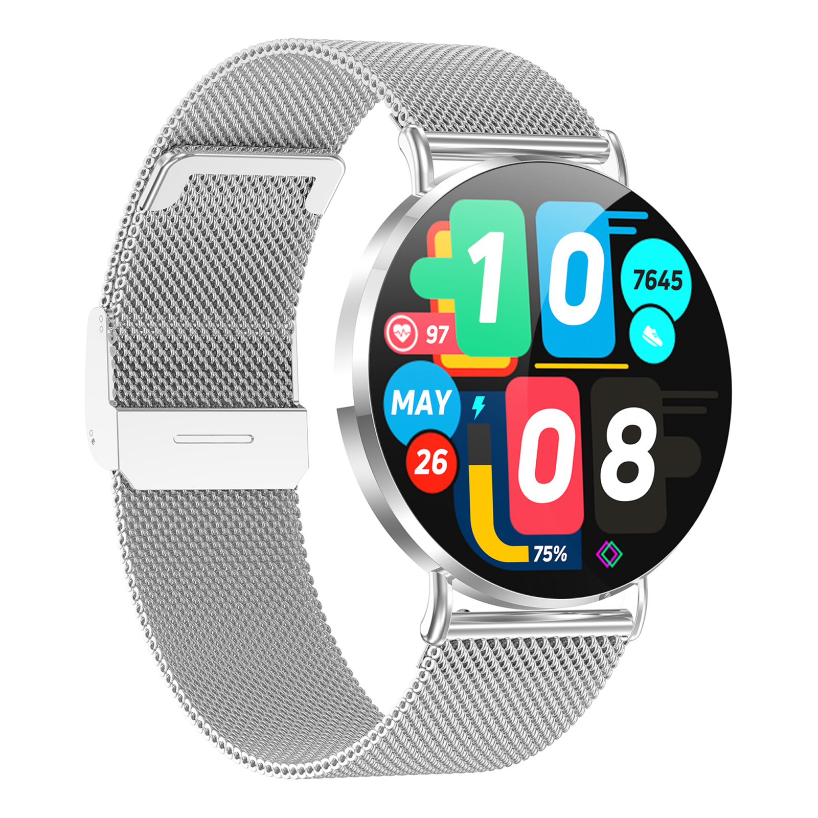 Smartwatch iSEN KM88, Argintiu, 1.32" Amoled, HRV, ECG, Functii Sanatate, Bluetooth Call, Asistenta vocala, Compatibil iOS & Android [3]
