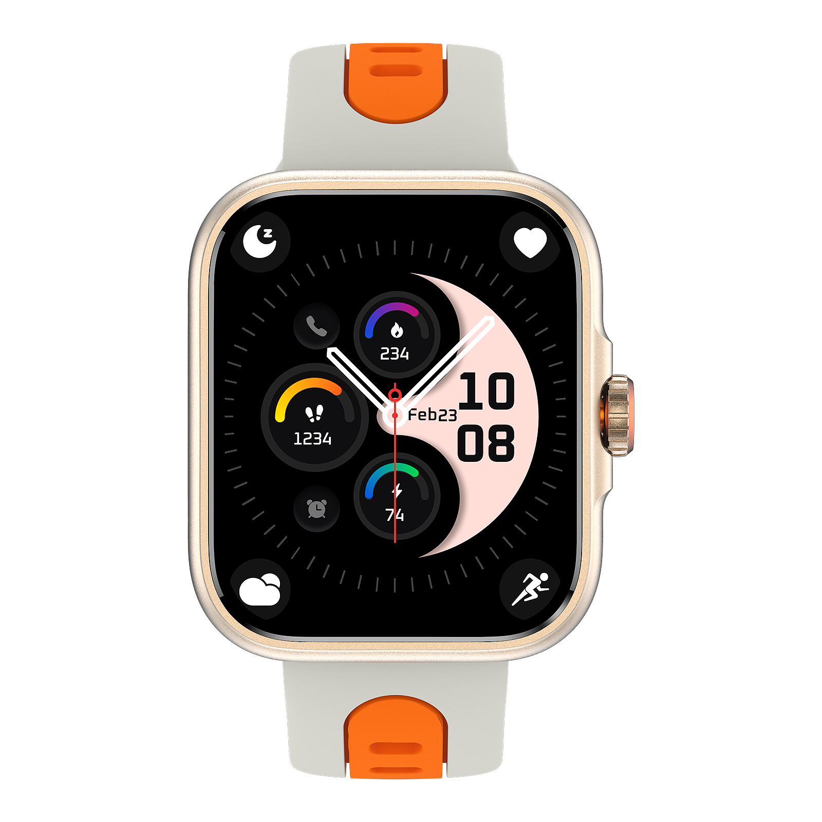 Smartwatch iSEN S216 GPS Portocaliu, 1.78" Amoled, HRV, ECG, Functii Sanatate, Bluetooth Call, Alexa, Compatibil iOS & Android [3]