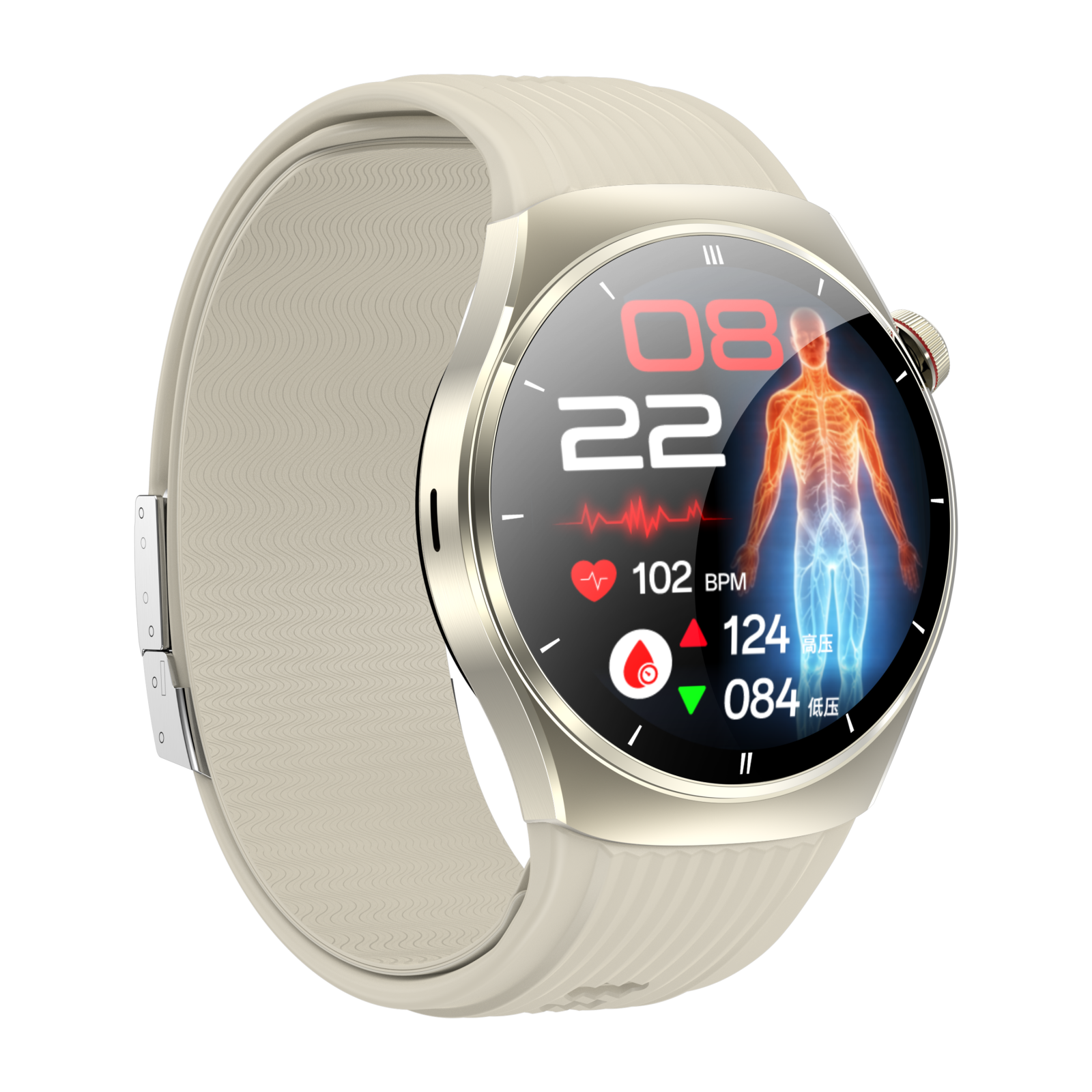 Smartwatch iSEN TK68, Gold, 1.43" AMOLED 466×466, Tensiune cu Pompă de Aer, ECG, SpO2 la Deget, Apeluri Bluetooth, SOS, NFC, IP66, Baterie 530mAh [2]