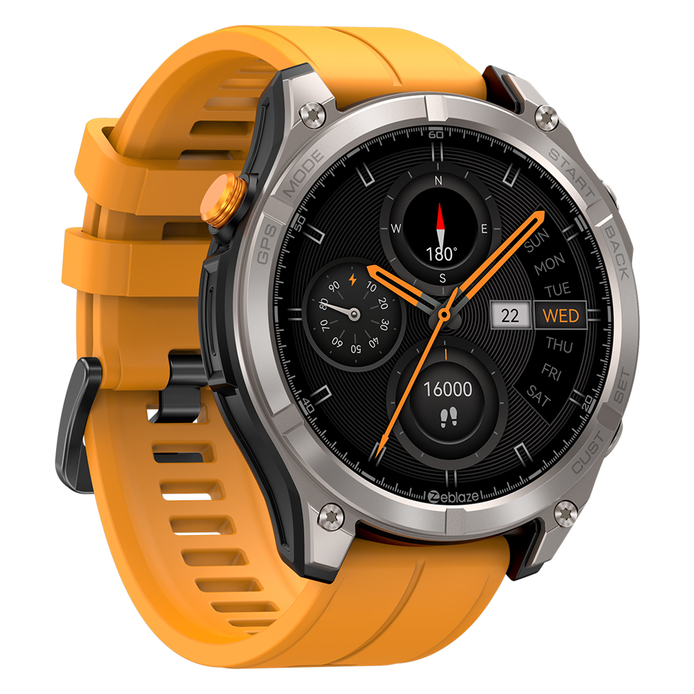 Zeblaze Stratos 4 okosora Narancssárga, 1.43'' AMOLED, GPS (6 muholdrendszer), pulzusmero, SpO2, Bluetooth hivas, ertesitesek, 500mAh, dedikal app: GloryFitPro, BLE 5.3, 170+ sportmod [2]