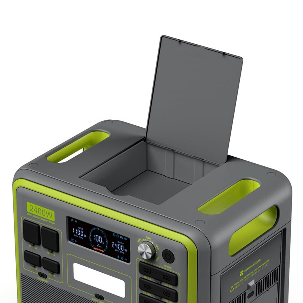 Hordozható töltőállomás Fossibot F2400 Zöld, 2400W, 2048Wh, 640000mAh, LCD képernyő, BMS védelem, 16 kimenet, LED zseblámpa, SOS [5]