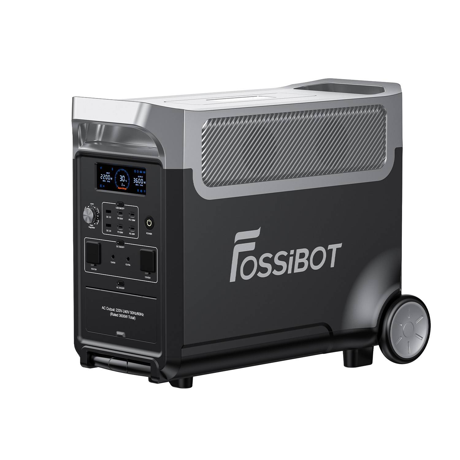 Fossibot F3600 Pro hordozható töltőállomás + Oukitel PV400 napelem fekete, 3600W, 3840Wh, LCD képernyő, BMS védelem, 13 kimenet, levehető LED zseblámpa, SOS [3]