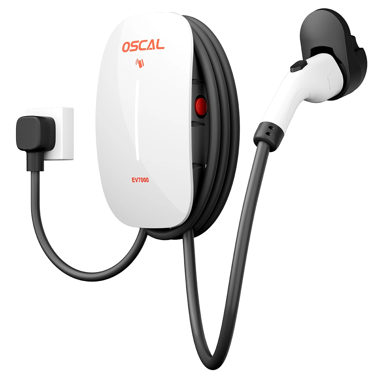 OSCAL EV7000 Elektromos Autó Töltő, Fehér, 7kW, 32A, Wallbox, IP65, Type 2, Többszörös Védelem [0]