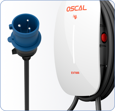 OSCAL EV7000 Elektromos Autó Töltő, Fehér, 7kW, 32A, Wallbox, IP65, Type 2, Többszörös Védelem [1]