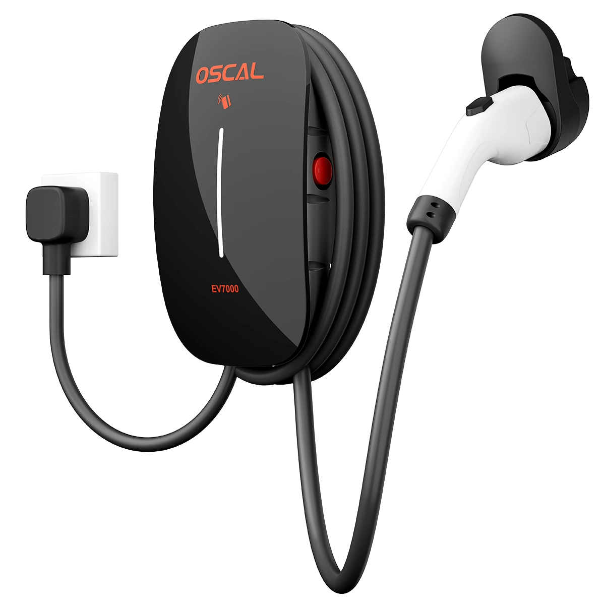 OSCAL EV7000 Elektromos Autó Töltő, Fekete, 7kW, 32A, Wallbox, IP65, Type 2, Többszörös Védelem [1]