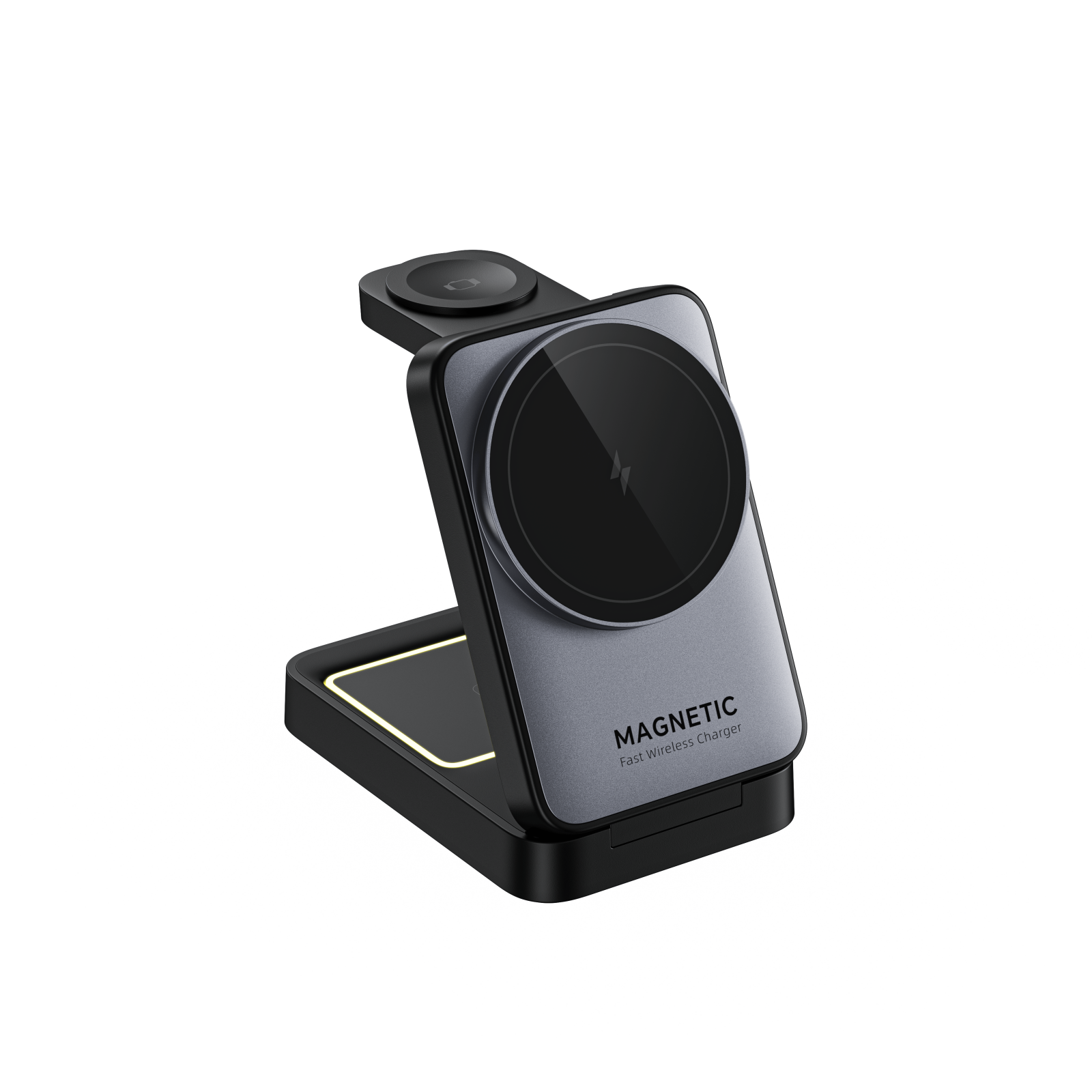 iSEN W91, Suport de încărcare wireless magnetic 3 în 1 pliabil, Negru, Încărcător căști 5W, Încărcător ceas 2.5W, Încărcător telefon 15W, Sistem de răcire [4]