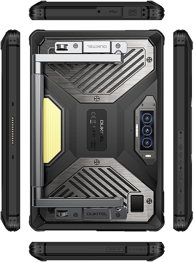 Oukitel RT10 Industry tablet, Fekete, 5G, 2D vonalkódolvasó, 11" FHD IPS 120Hz kijelző, 36GB RAM (12GB + 24GB bővíthető), 512GB tárhely, 64MP + 32MP, Android 15, NFC, 25000mAh akkumulátor, Dual SIM [1]