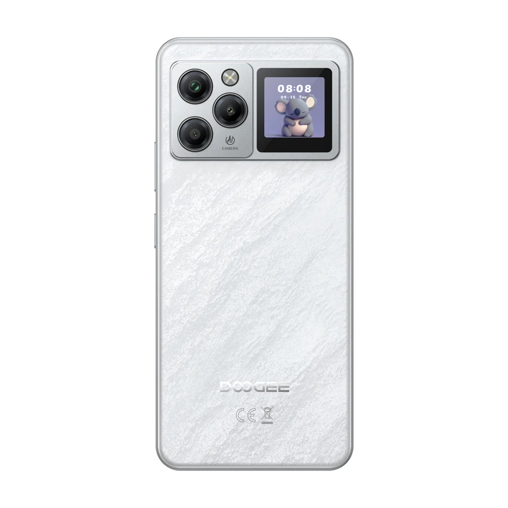 DOOGEE M30 Pro Strapabíró Okostelefon, Fehér, 4G, 6.88" 120Hz Kijelző + 1.3" Hátsó Kijelző, 64GB RAM (8GB + 56GB bővíthető), 256GB, 64MP Kamera, 8000mAh Akkumulátor, Android 16, NFC, Dual SIM [1]