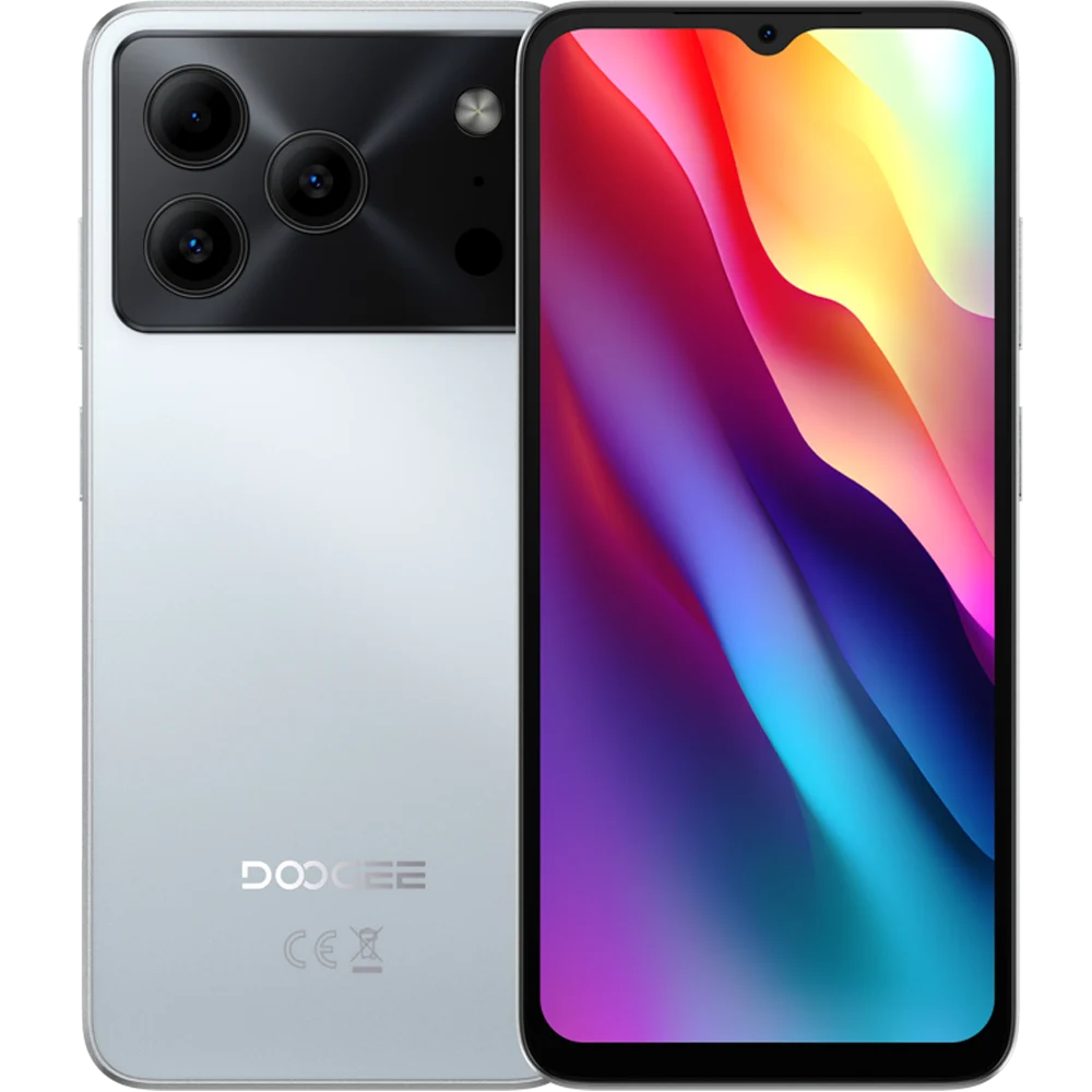 Doogee Note 56 Pro mobiltelefon, Silver, 4G, 6.56" HD+ IPS 90Hz kijelző, 32GB RAM (4GB + 28GB bővíthető), 128GB ROM, 13MP, Android 16, Unisoc T7225, NFC, 6150mAh, Dual SIM [1]