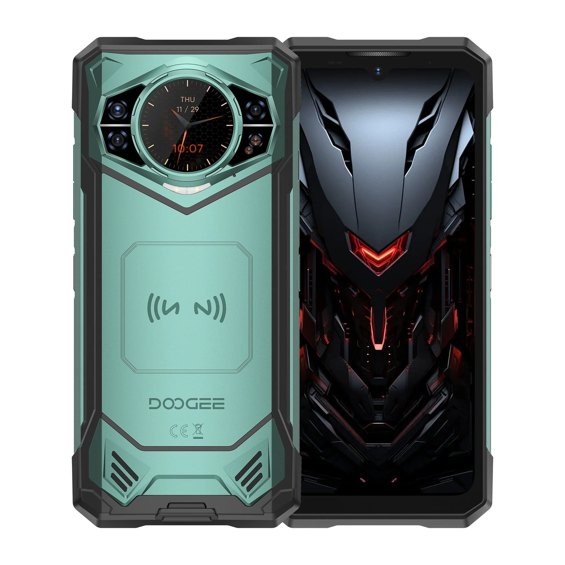 Mobiltelefon Doogee S200X, Zöld, 5G, 6.72"+1.32" 2.4K AMOLED, AI fotófunkciók, 48GB RAM (12GB + 36GB bővíthető), 512GB ROM, 100MP, Android 14, Dimensity 7050, 10100mAh, Dual SIM [1]