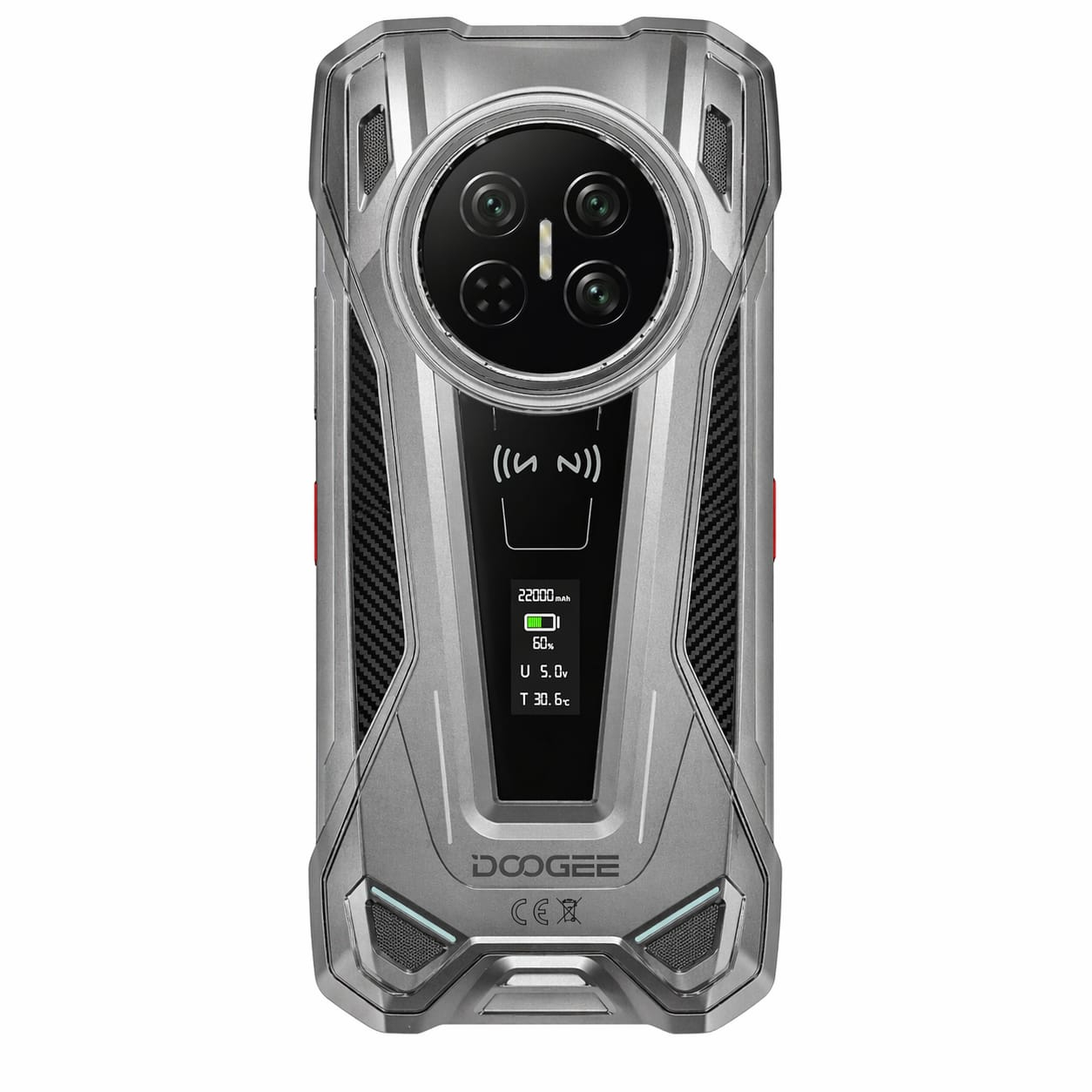 DOOGEE V Max 2 Pro Okostelefon, Ezüst, 5G, 22000mAh, 120W Gyorstöltés, 1000LM Camping Lámpa, 6.78" 120Hz, 48GB RAM (16GB + 32GB bővíthető), 1TB, Dimensity 8300, Android 16, NFC, Dual SIM [1]