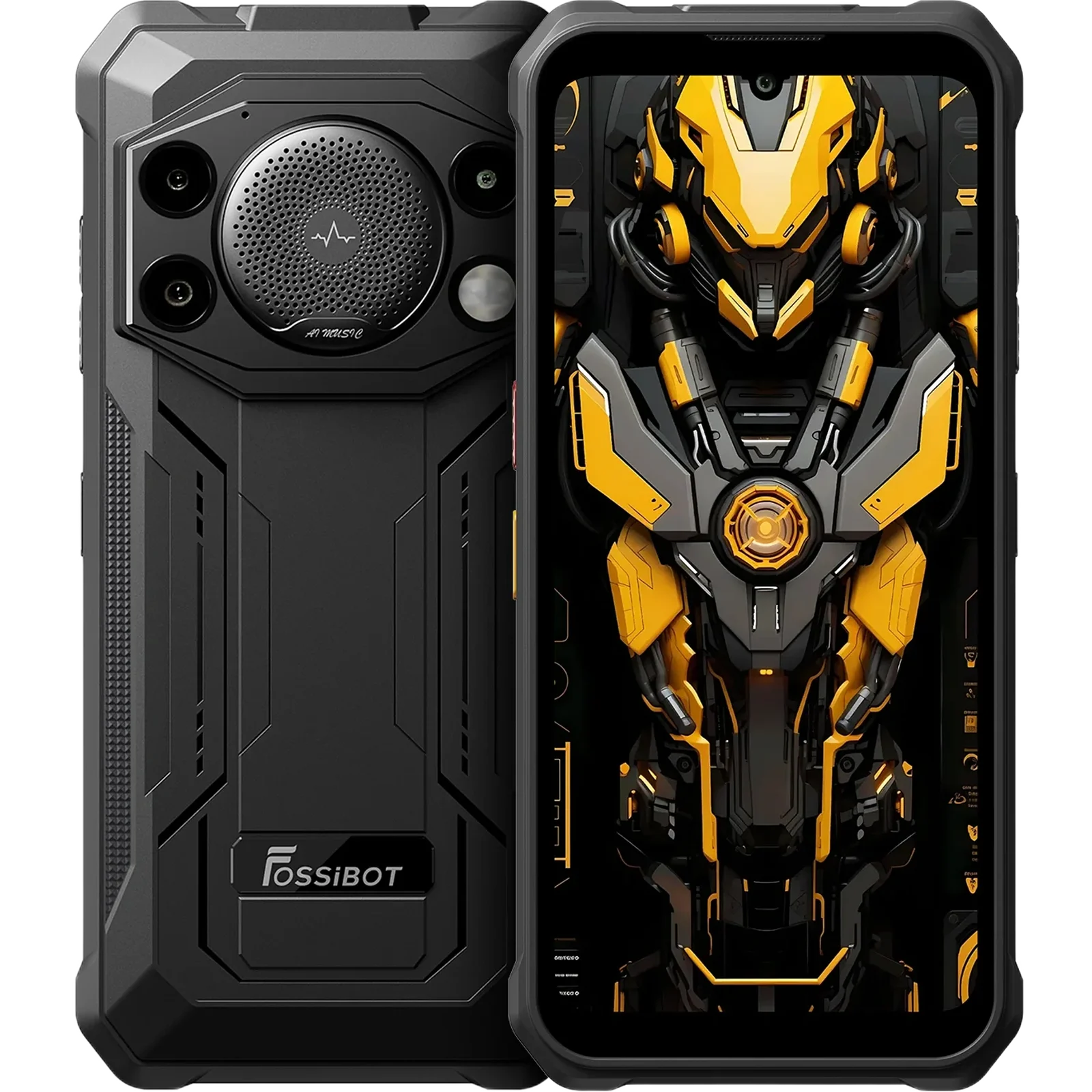 FOSSiBOT F110L 4G fekete okostelefon, 6,745" HD+ kijelző, 12GB RAM (8GB + 4GB bővíthető), 128GB ROM, Unisoc Tiger T615, 50MP + 8MP kamera, 10000mAh akkumulátor, 128dB hangszóró, 120LM zseblámpa, [1]
