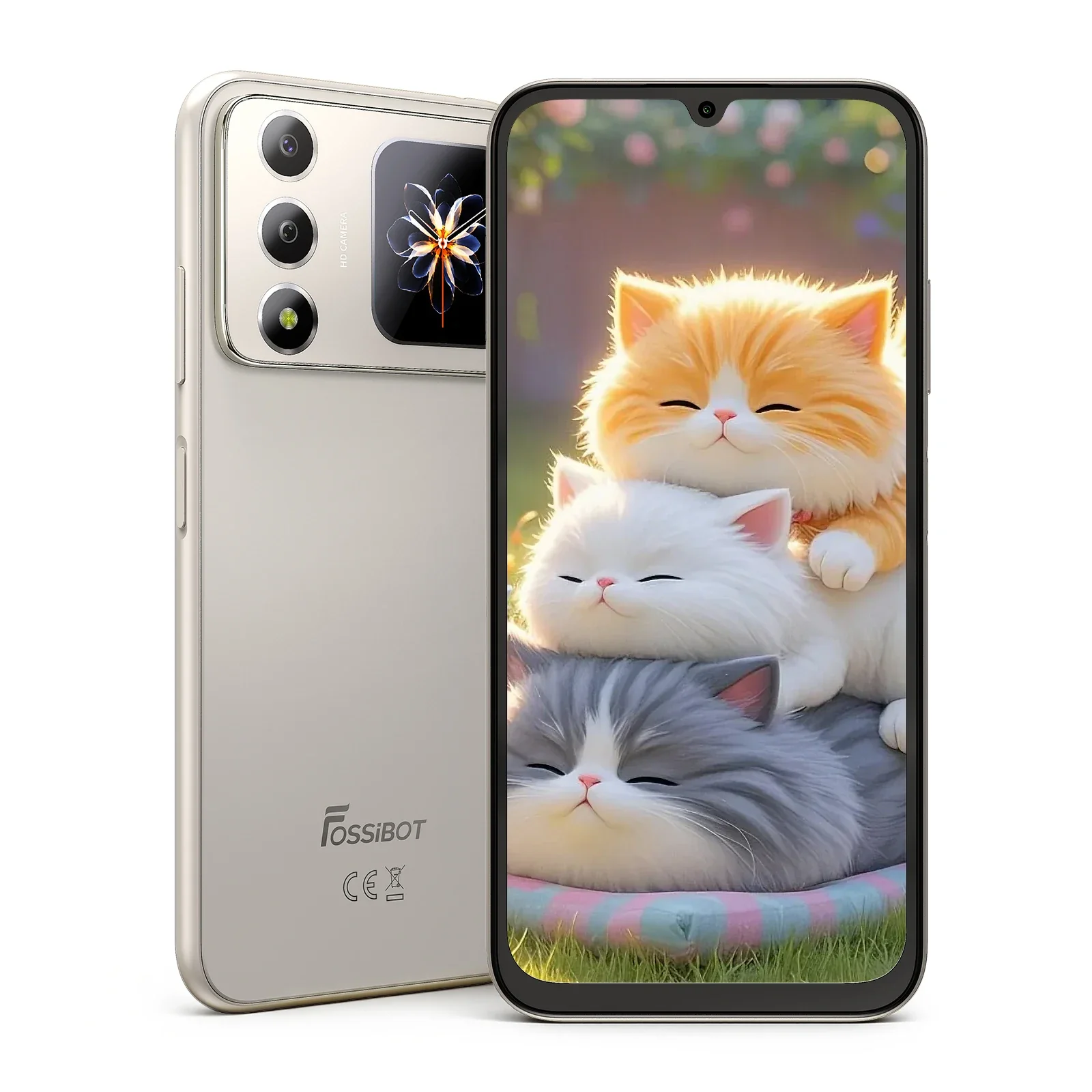 FOSSiBOT S7 Mobiltelefon, Ezüst, 4G LTE, NFC, 6.9" HD+ 120Hz, 1.85" Hátsó Kijelző, 32GB RAM (8GB + 24GB Bővített), 256GB ROM, Unisoc T615, 5000mAh 10W, Android 16, Dual SIM [1]