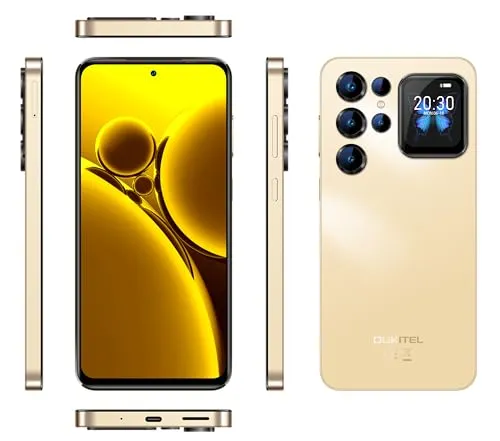 Oukitel C68 Plus mobiltelefon, Arany, 4G, 7.2" 120Hz, 16GB RAM (4GB + 12GB Bővített), 128GB ROM, 1.81" Hátsó Kijelző, 64MP, Android 15, Unisoc T615, OTG, 6000mAh, Dual SIM [1]