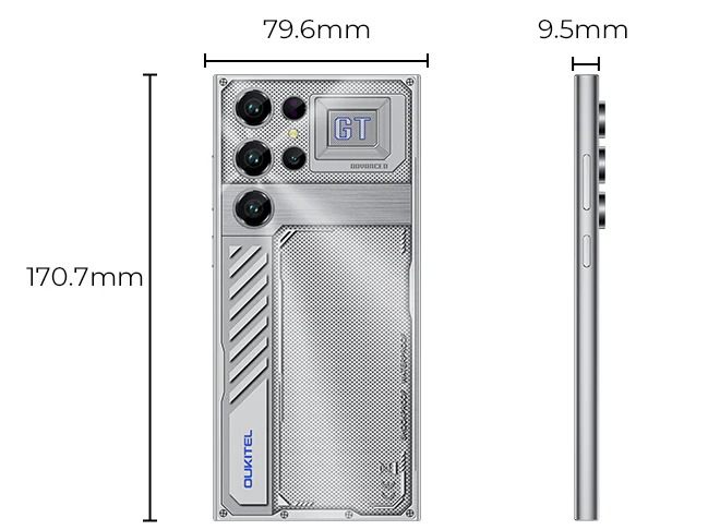 Mobiltelefon Oukitel C61, Szürke, 4G, 6.88" HD+ In-Cell IPS, 16GB RAM (4GB+12GB Bővíthető), 128GB ROM, 13MP, Android 15, Unisoc Tiger T606, NFC, OTG, 5150mAh, 10W, Dual SIM [1]