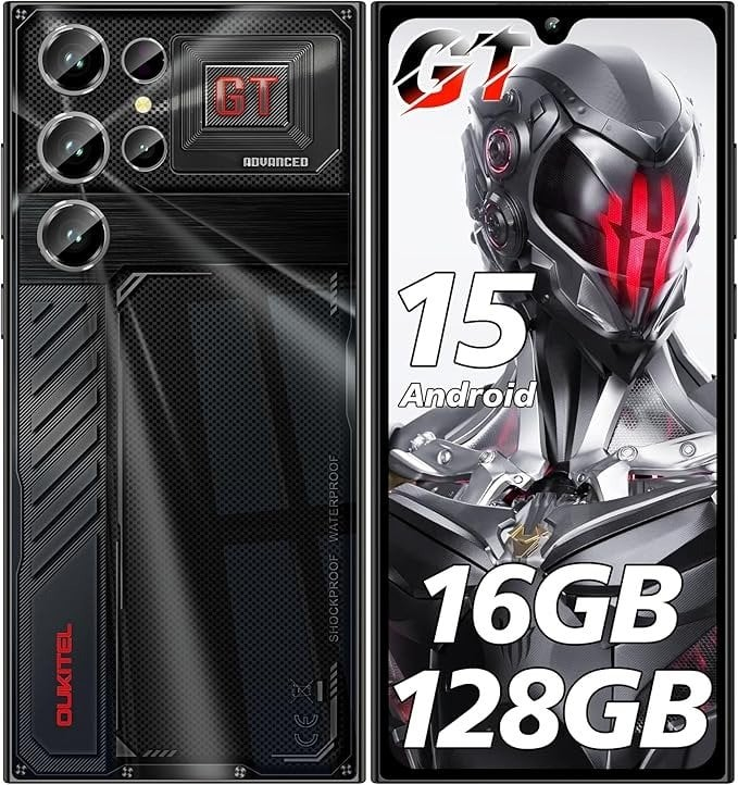 Mobiltelefon Oukitel C61, Fekete, 4G, 6.88" HD+ In-Cell IPS, 16GB RAM (4GB+12GB Bővíthető), 128GB ROM, 13MP, Android 15, Unisoc Tiger T606, NFC, OTG, 5150mAh, 10W, Dual SIM [1]