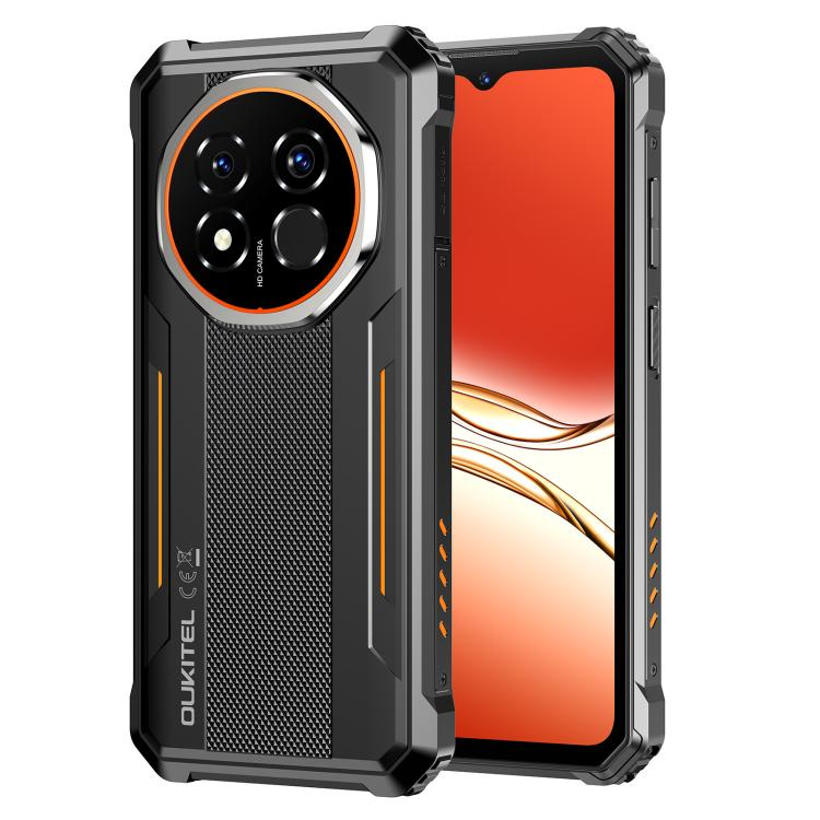 OUKITEL G6 Strapabíró Okostelefon, Narancssárga, 4G LTE, 6.52" 90Hz Kijelző, 16GB RAM (4GB + 12GB bővíthető), 128GB, 64MP Kamera, Android 16, 10600mAh, NFC, Dual SIM [2]