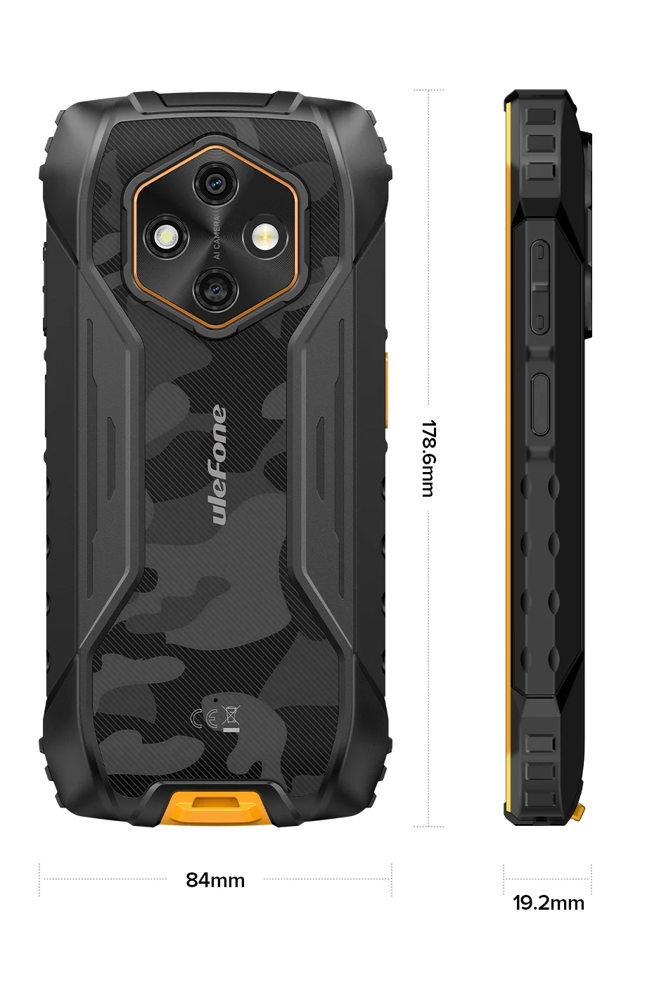Mobiltelefon Ulefone RugKing 4 Pro, Narancssárga, 4G, 6,56" IPS LCD, 16 GB RAM (8 GB + 8 GB bővíthető), 256 GB ROM, Android 15, Unisoc T7250, 48MP, AI funkciók, 10200mAh, 18W, Dual SIM [1]