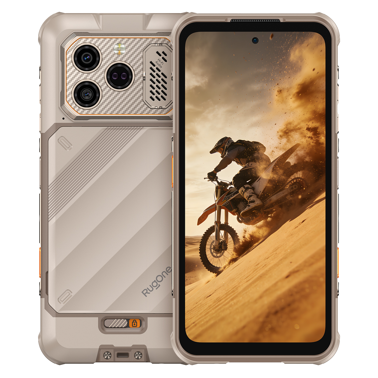 Ulefone RugOne Xever 8 Okostelefon, Sand Dune, 4G, 6.50" FHD+ 120Hz, 16GB RAM (8GB + 8GB bővíthető), 256GB, 64MP + 20MP Night Vision Kamera, Helio G200, Android 16, NFC, 4800mAh, Dual SIM [1]