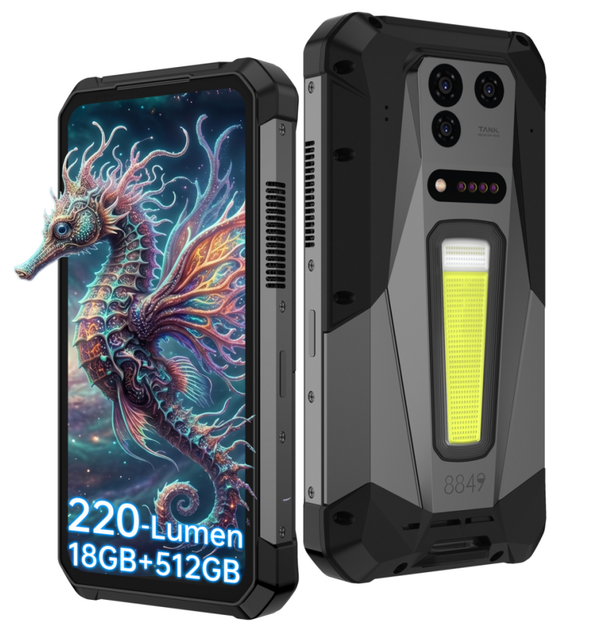 Unihertz 8849 Tank 5 Mobiltelefon, Fekete, 5G, 2K Projektor, 6.73" 3K AMOLED 120Hz, 36GB RAM (18GB + 18GB bővíthető), 512GB ROM, Dimensity 9400e, 50MP, 17600mAh, 120W, eSIM, Dual SIM - Copie [1]