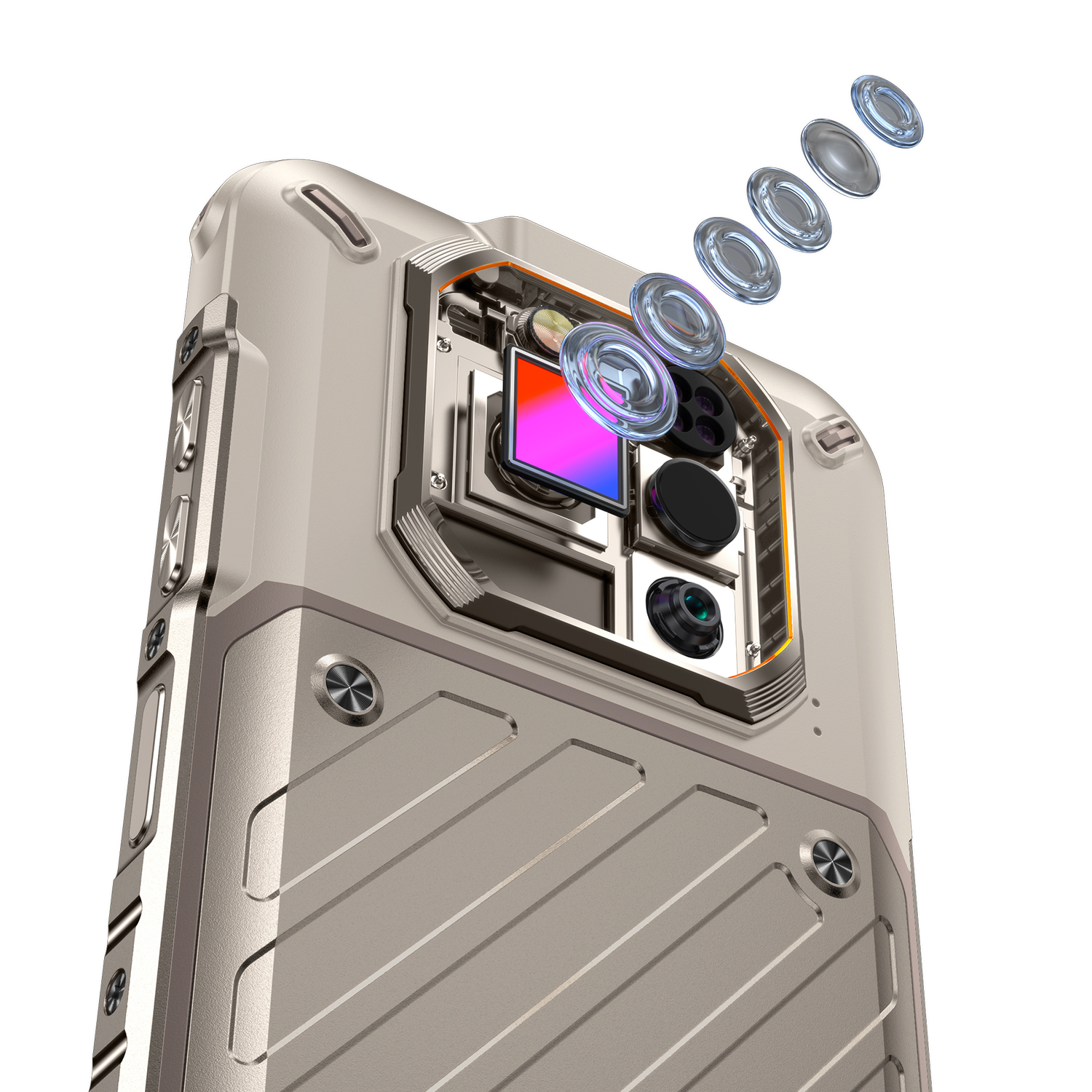 Ulefone RugOne Xever 7 Pro telefon, újracsomagolt Sand Dune, 5G, 6,67", 24 GB RAM (12 GB+12 GB bővíthető), 512 GB ROM, 50 MP, Android 15, 7025-ös méret, cserélhető akkumulátor, hőkamera, eSIM, 33W [6]