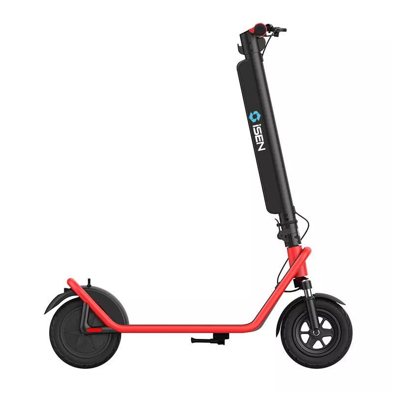 Trotineta electrica pliabila iSEN X11 2026 Rosu, 10 inch, suspensie fata, 500W, autonomie max. 50km, viteza max. 25km/h, baterie detasabila [3]