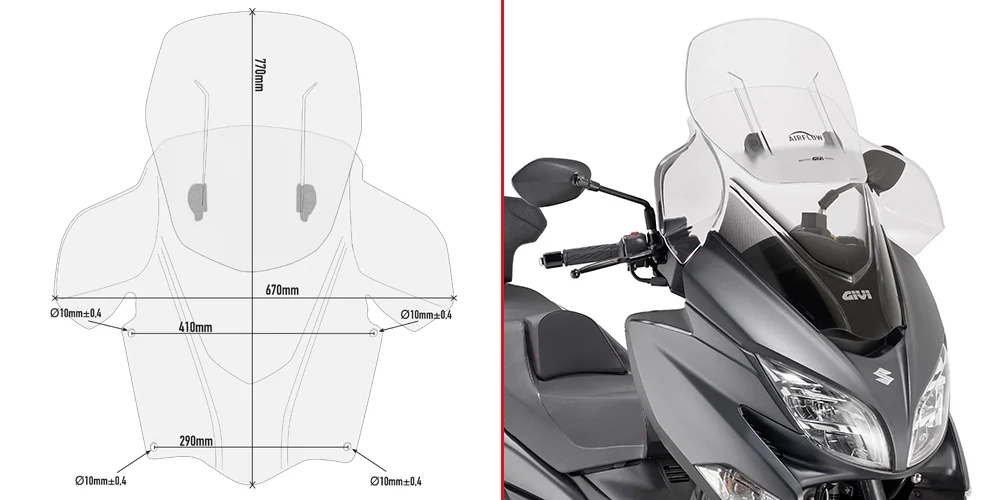 Parbrize - Parbriz Airflow Givi Suzuki Burgman 400 (17-25)