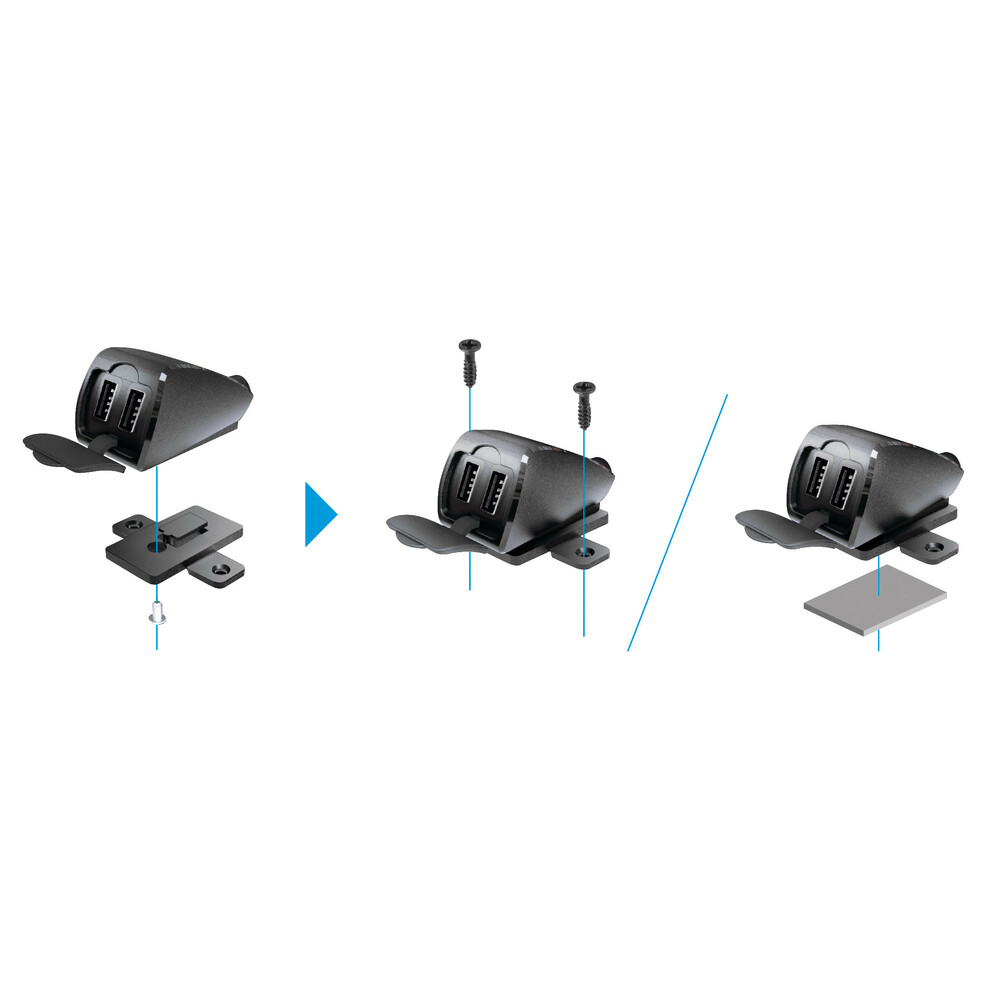 Incarcator cu dublu USB -Fix Trek 2, rezistent la apa fixare cu suruburi sau banda dubla adeziva - Ultra Fast Charge - 5400 mA - 12/24V [5]