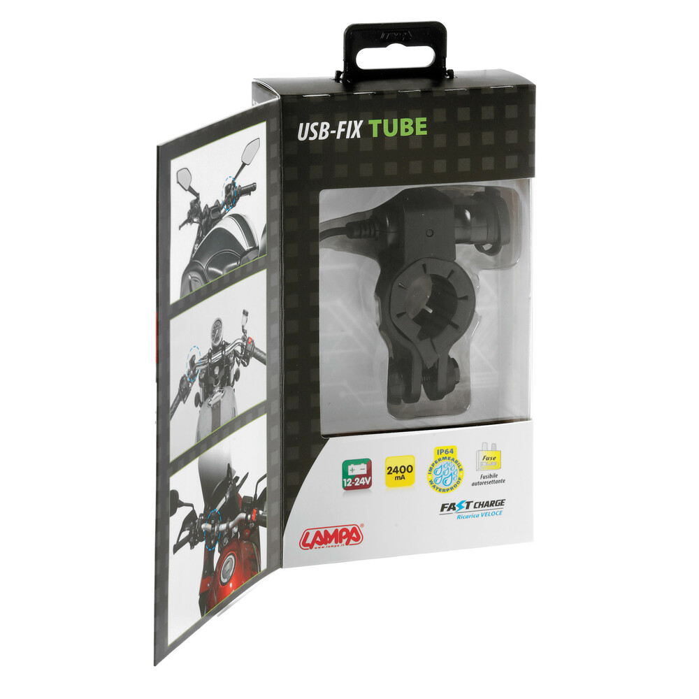 Fix Tube USB töltő motor kormányra – Fast Charge – 3000 mA – 12/24 V [7]