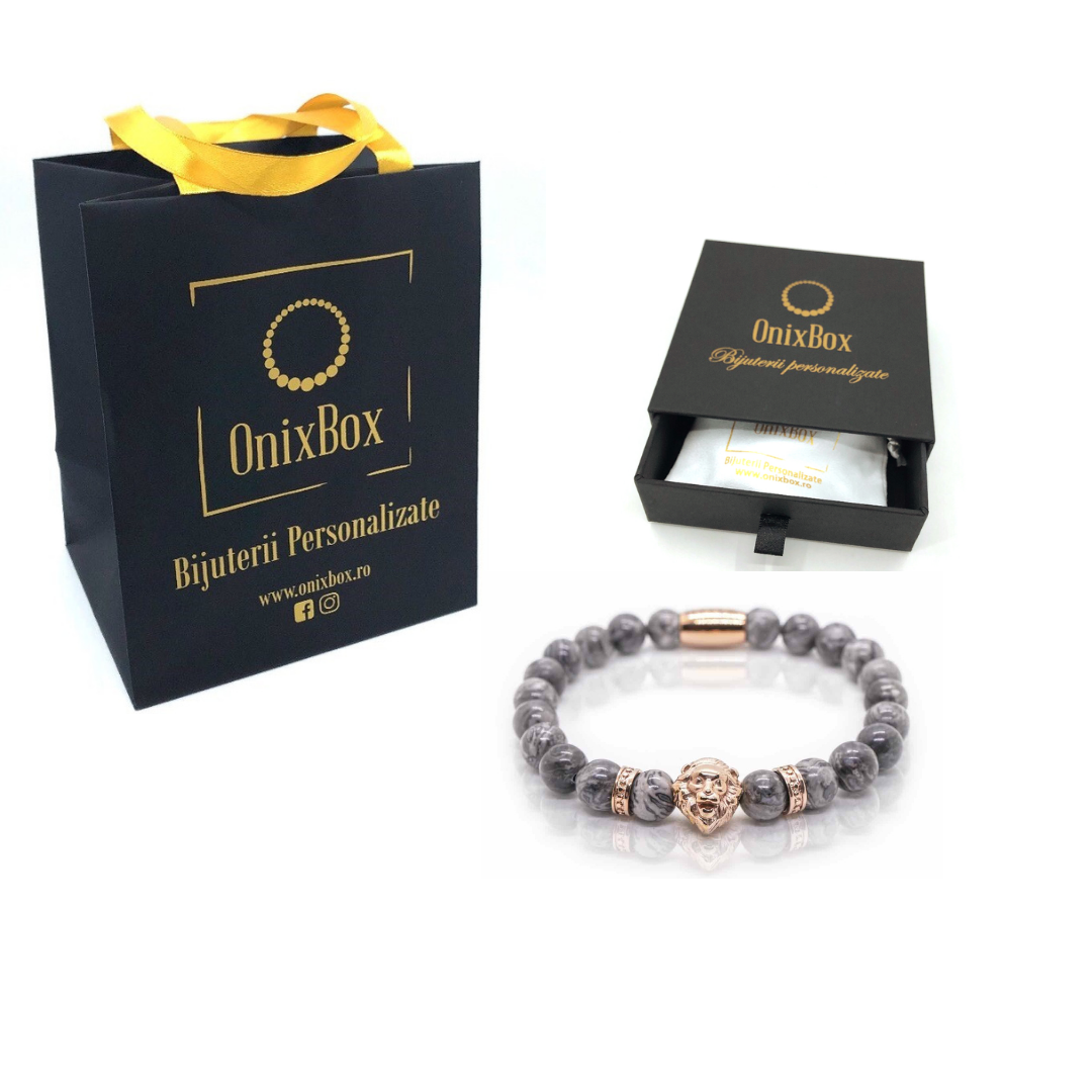 bratara-barbati-margele-jasp-gri-cap-leu-rose-gold