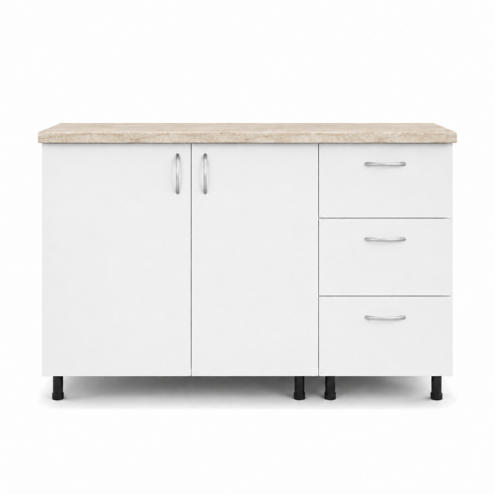 Corp Bucătărie Inferior 120 cm cu Blat Inclus – Organizare Eficientă, Culoare Alb [2]
