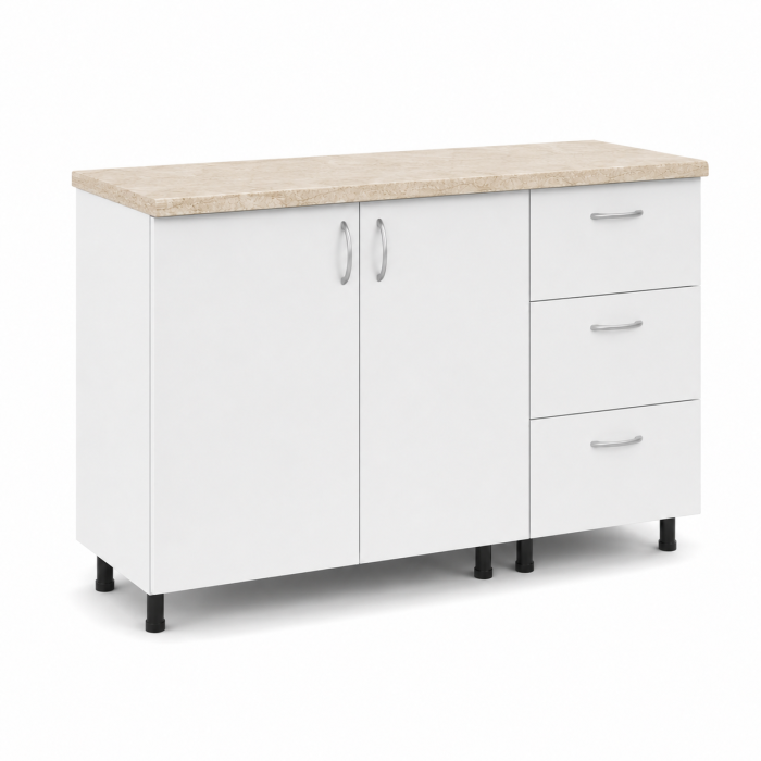 Corp Bucătărie Inferior 120 cm cu Blat Inclus – Organizare Eficientă, Culoare Alb [3]