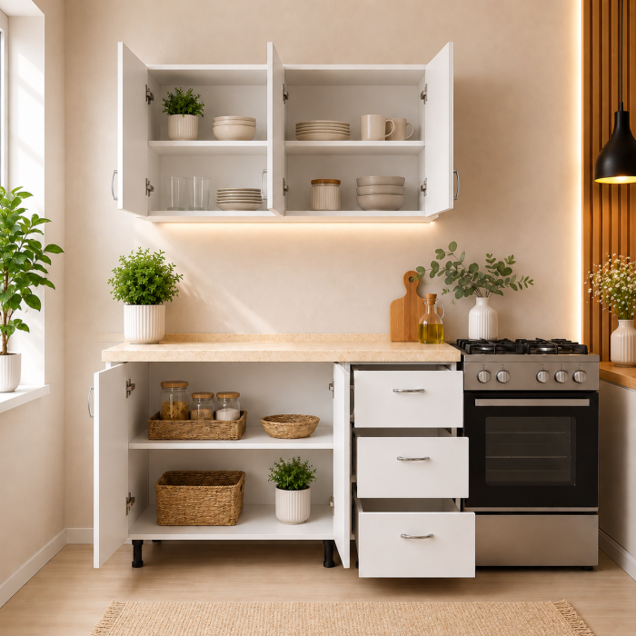 Bucatarie Star 120cm, Culoare Alb din Pal de 18mm [2]