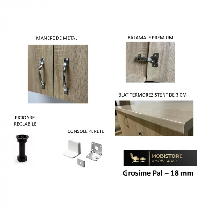 Bucatarie Star 120cm, Culoare Wenghe din Pal de 18mm [6]